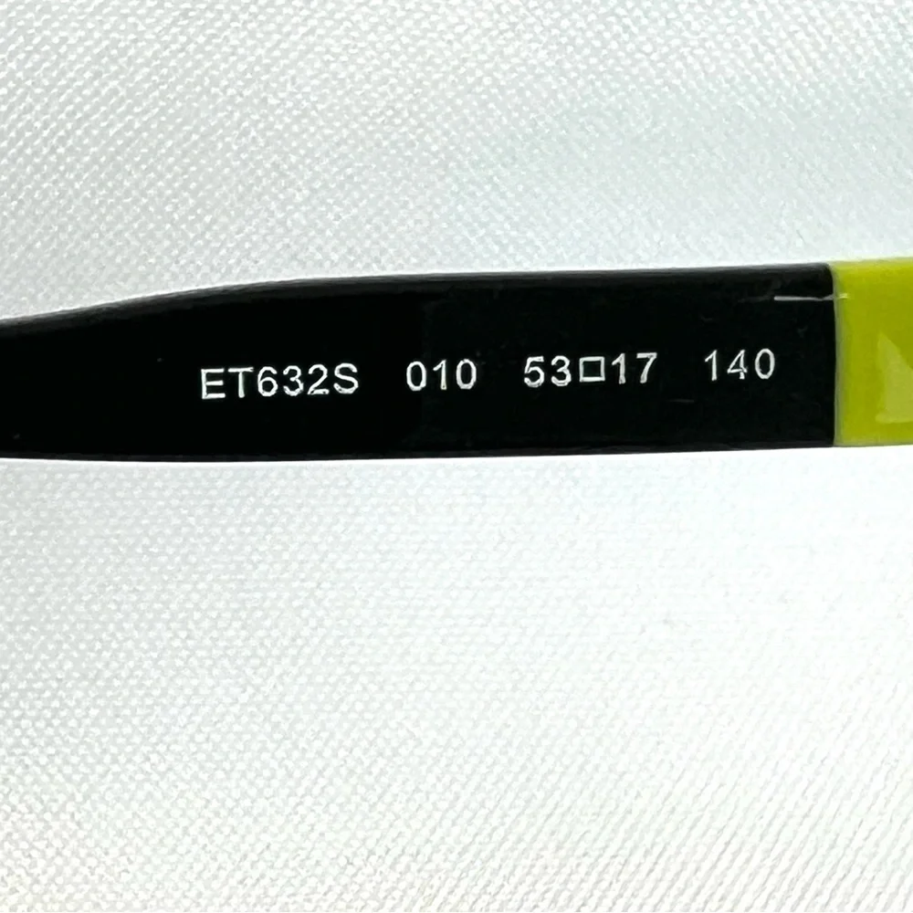 ETRO ET632S 010 Black Cat Eye Style Lenses Black Neon Green Frame Sunglasses